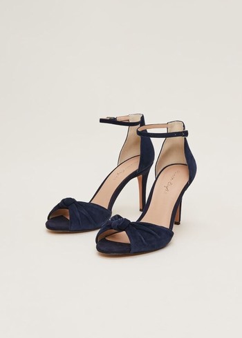 Phase Eight Navy Suede Open Toe Heels Navy Canada | HVMCND-569